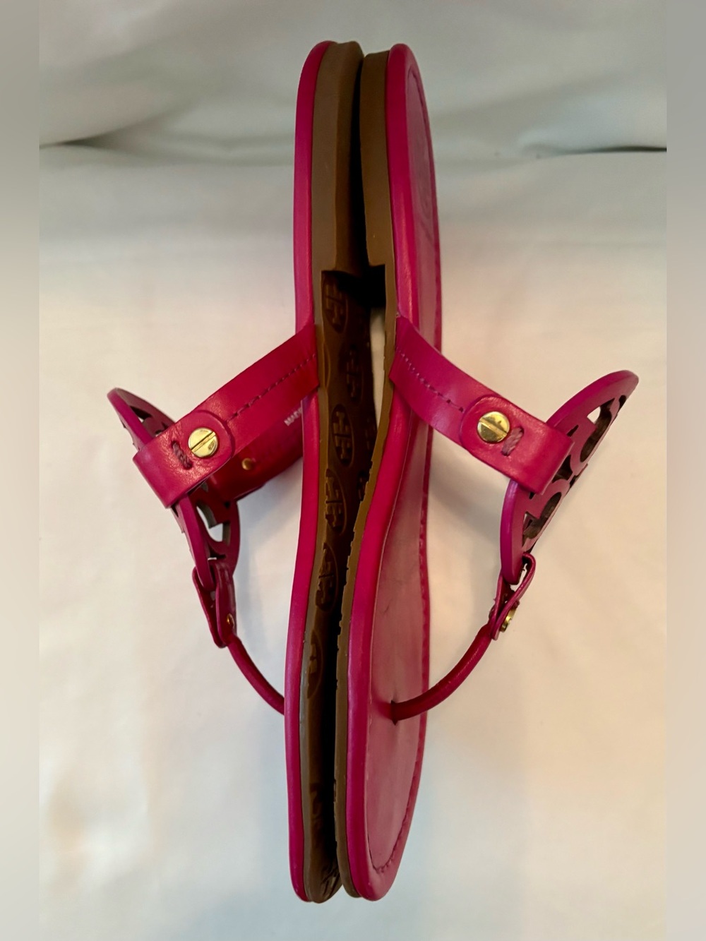 Tory Burch Miller Women’s Leather Fuchsia Pink Sandals Size 8 - Picture 2 of 6